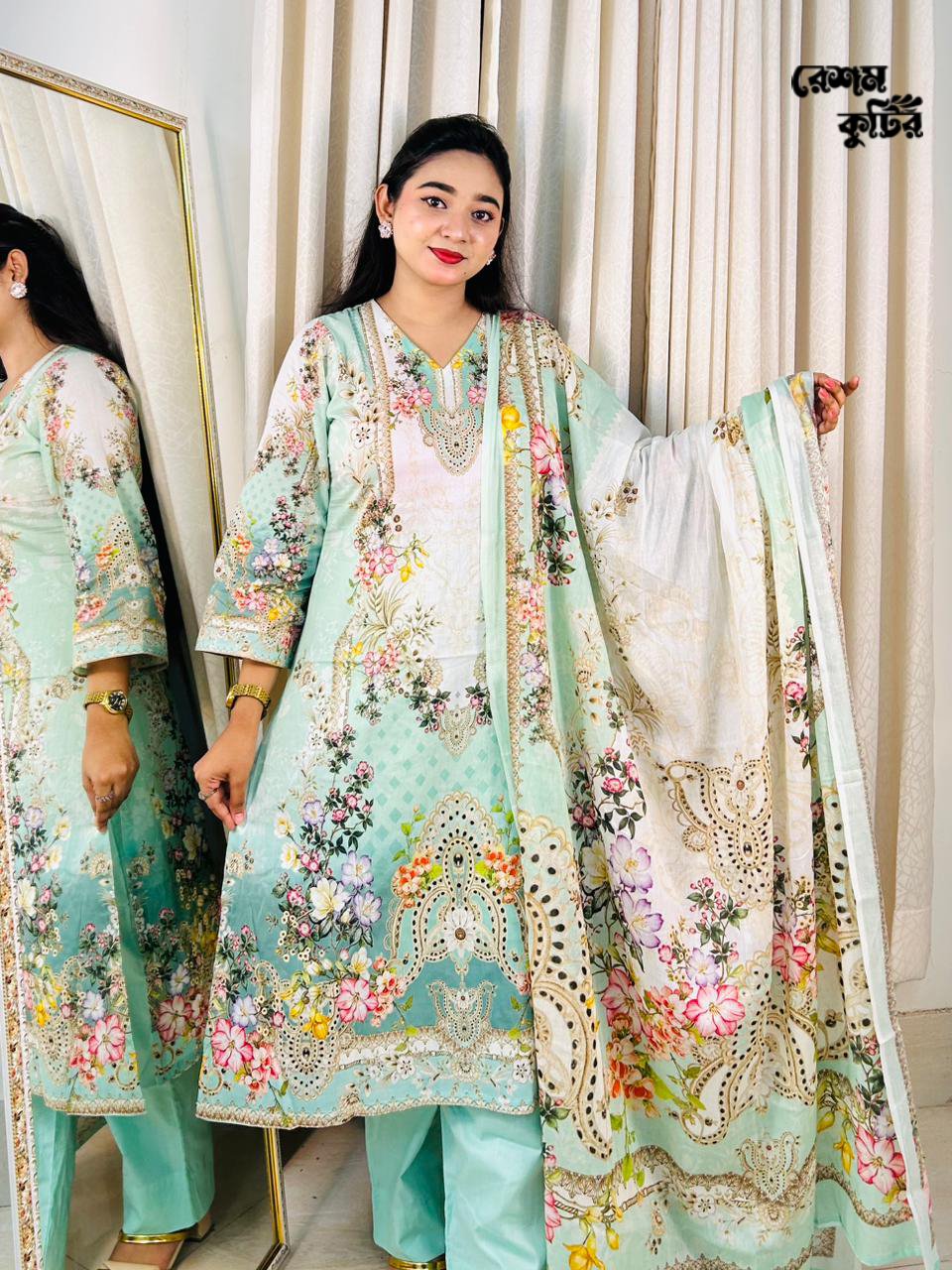 Premium quality digital printed lawn three-piece